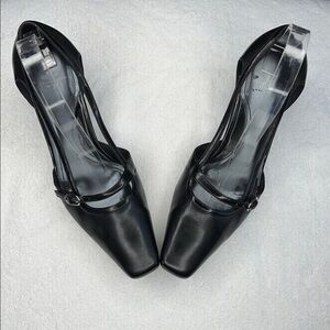 LIFE STRIDE 8.5 Studio Black Leather Slip-on Buckle Kitten Heel Comfort Shoes